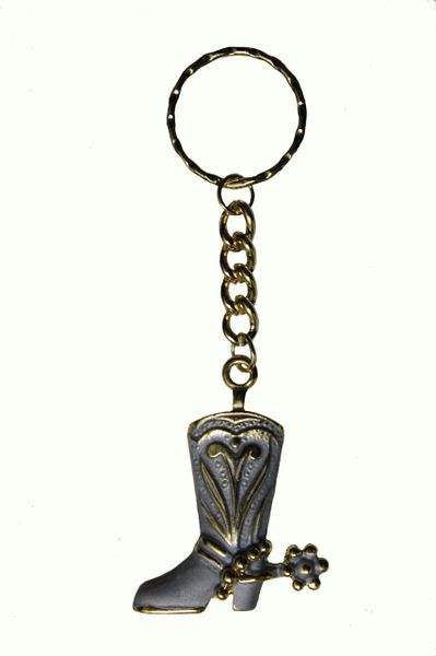 GREY COWBOY BOOT With GOLD Details Metal KEYCHAIN