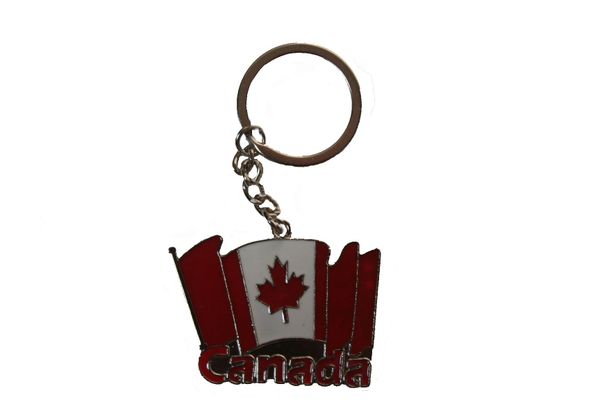 BIG WAVY CANADA Country Flag With TITLE Metal KEYCHAIN
