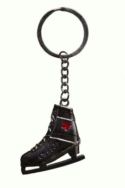 CANADA Red Maple Leaf WOMAN' SKATE BOOT Metal KEYCHAIN..SIZE: 1.6" x 1.6" Inch