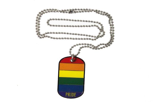 GAY & LESBIAN Rainbow Pride Flag DOG TAG On Ball Chain