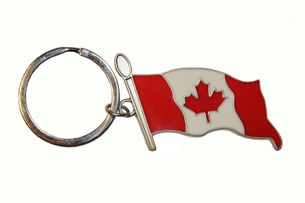 CANADA COUNTRY SHAPE FLAG METAL KEYCHAIN .. NEW AND IN A PACKAGE