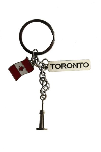 TORONTO CANADA CN TOWER With TITLE Metal, FLAG, Keychain.. new