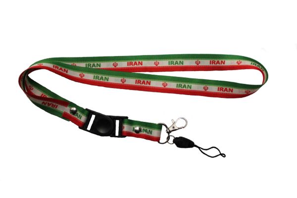 IRAN COUNTRY FLAG LANYARD KEYCHAIN PASSHOLDER.. 20" INCHES LONG .. HIGH QUALITY .. NEW