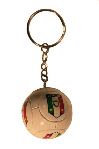 ITALIA FIGC LARGE 4 Stars Logo Soccer BALL KEYCHAIN