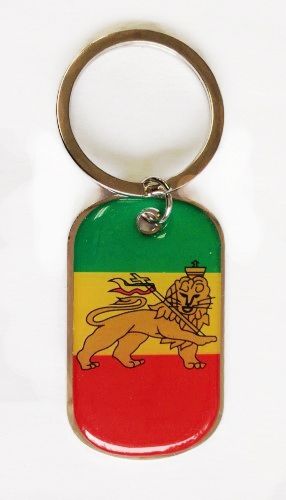 ETHIOPIA WITH LION COUNTRY FLAG METAL KEYCHAIN .. NEW AND IN A PACKAGE