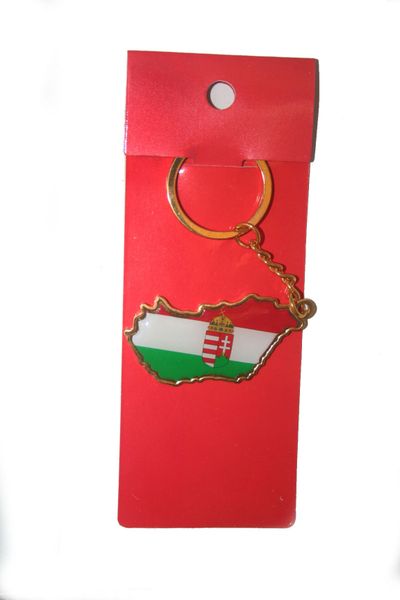 HUNGARY COUNTRY SHAPE FLAG METAL KEYCHAIN .. NEW AND IN A PACKAGE