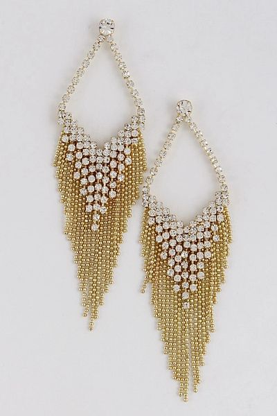 Rhinestone Fringed Earrings