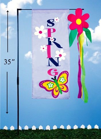 Spring Butterfly Flag with Pole (12 PCS SET)