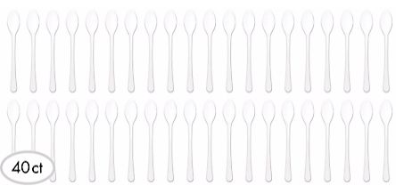 Mini White Plastic Spoons 40ct