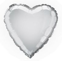 Heart 03 Metallic Silver Mylar Balloon 18in