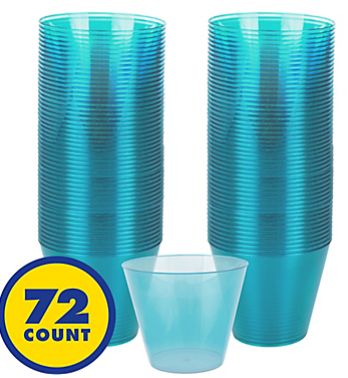Big Party Pack Caribbean Blue Plastic Cups, 9oz - 72ct