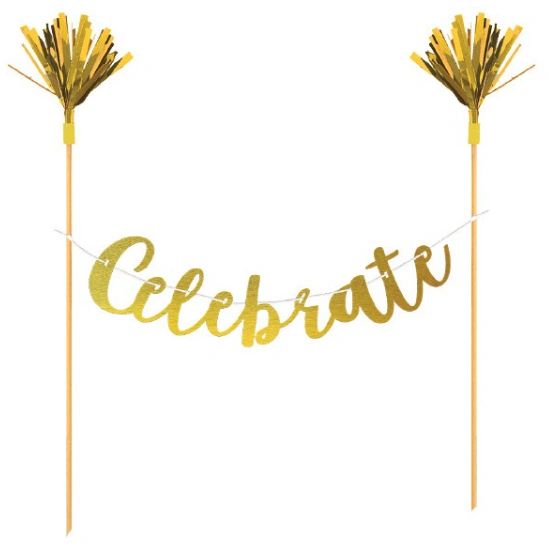 "Celebrate" Gold Cake Banner