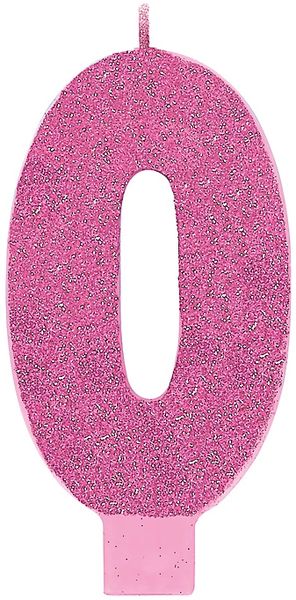 00 Numeral #0 Large Glitter Candle - Pink