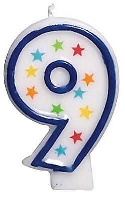 #9 Birthday Star Flat Molded Candle