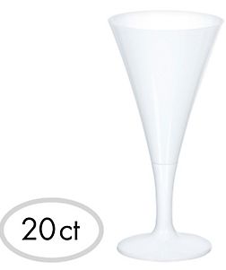 Mini White Plastic Champagne Flutes, 20ct