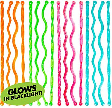 Black Light Neon Plastic Drink Stirrers, 24ct