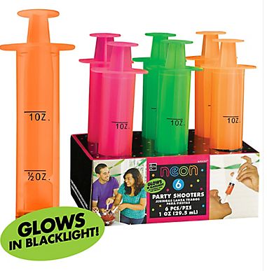 Black Light Neon Party Shooter Syringes, 6ct