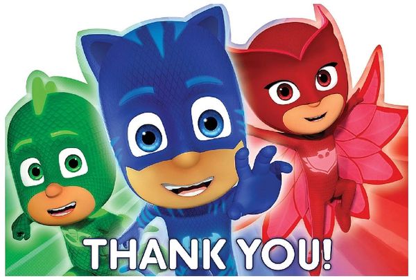 PJ Masks Postcard Thank You Cards 8ct Party Suppl Balloon Curbside 