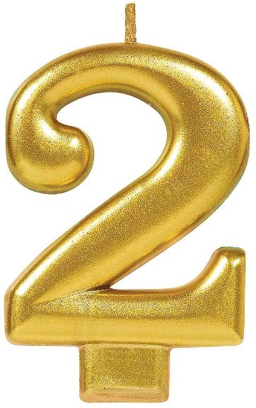 Numeral #2 Metallic Candle - Gold