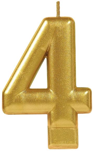 Numeral #4 Metallic Candle - Gold