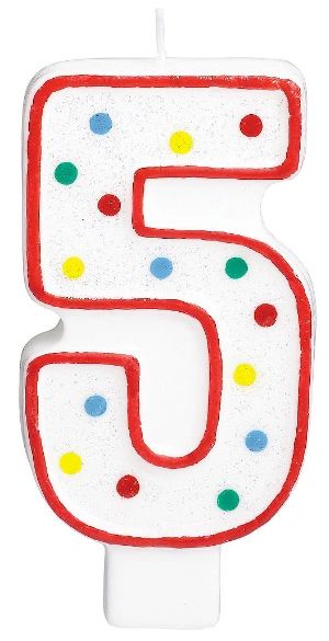 Giant Red Outline Number 5 Birthday Candle