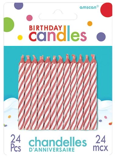 Pink Spiral Birthday Candles, 24ct