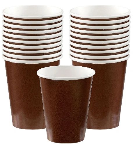 Chocolate Brown Paper Cups, 9oz - 20ct