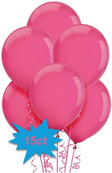 Bright Pink Latex Balloons - Packaged, 15ct No Helium Included
