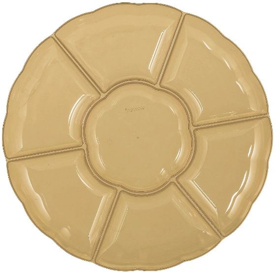 Gold Plastic Scalloped Sectional Platter, 16"