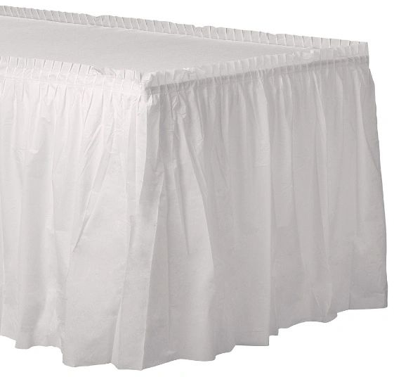 Frosty White Solid Color Plastic Table Skirt, 14' x 29"