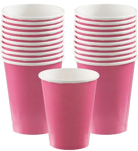 Bright Pink Paper Cups, 9oz - 20ct
