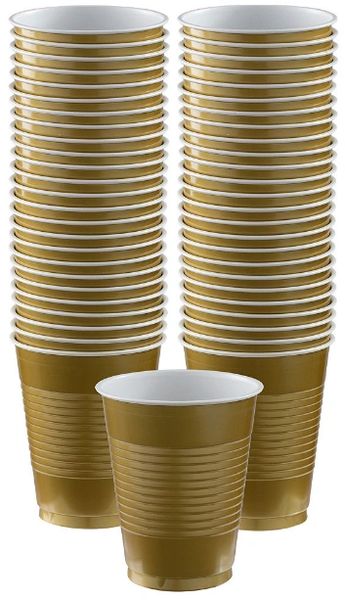 Big Party Pack Gold Plastic Cups, 16 oz - 50ct