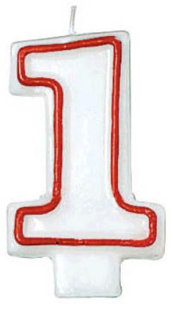 Red/White Flat Molded #1 Candle