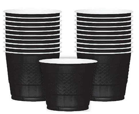 Jet Black Plastic Cups, 9 oz - 20ct