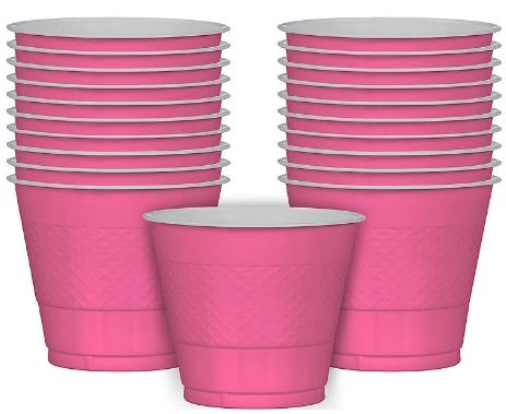 Bright Pink Plastic Cups, 9 oz - 20ct