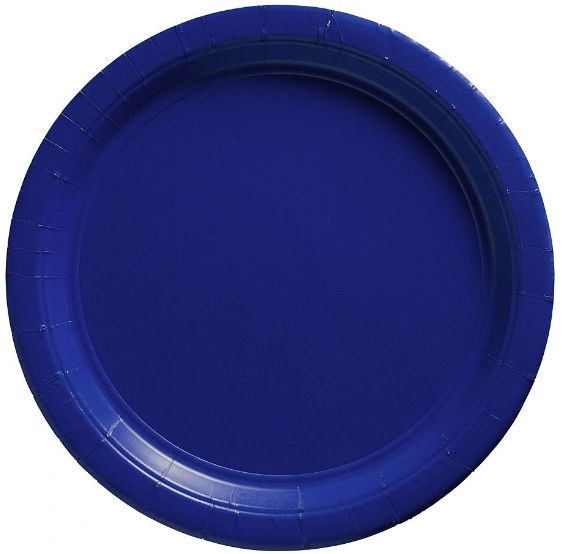 Big Party Pack Bright Royal Blue Lunch Paper Plates, 9" - 50ct