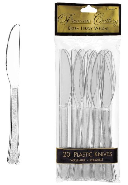 CLEAR Premium Heavy Weight Plastic Knives, 20ct