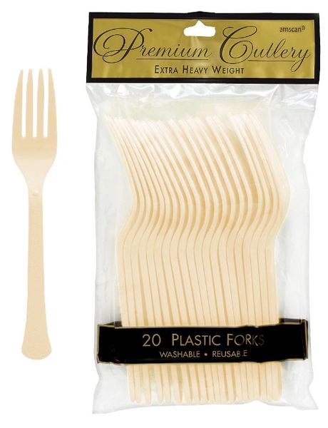 Vanilla Creme Premium Heavy Weight Plastic Forks 20ct