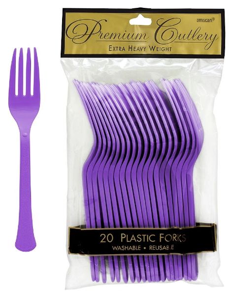 New Purple Premium Heavy Weight Plastic Forks, 20ct
