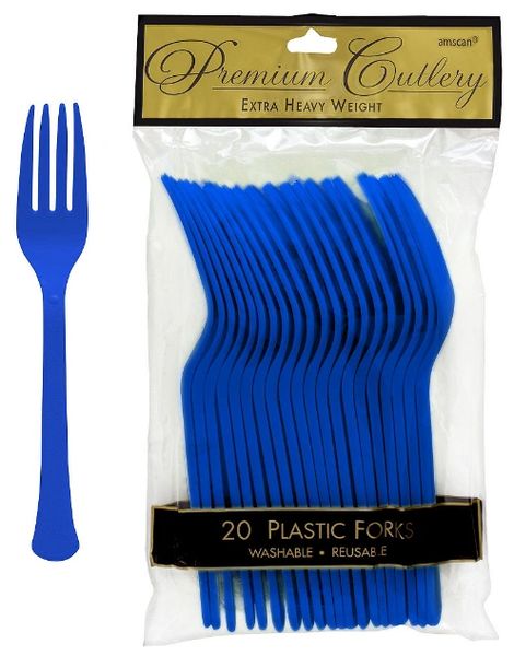 Bright Royal Blue Premium Heavy Weight Plastic Forks, 20ct | party