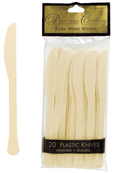 Vanilla Creme Premium Heavy Weight Plastic Knives 20ct