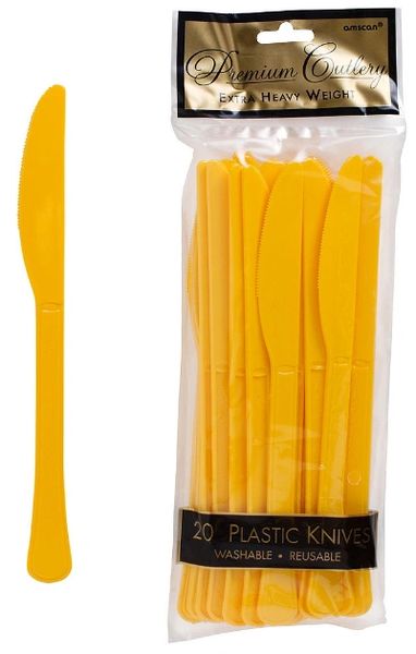 Yellow Sunshine Premium Heavy Weight Plastic Knives, 20ct