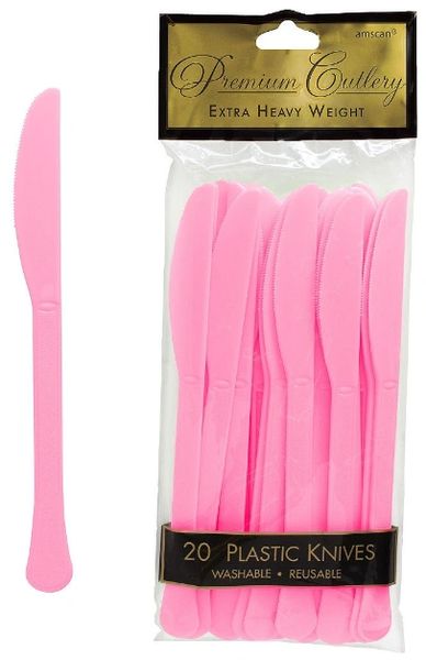 New Pink Premium Heavy Weight Plastic Knives, 20ct