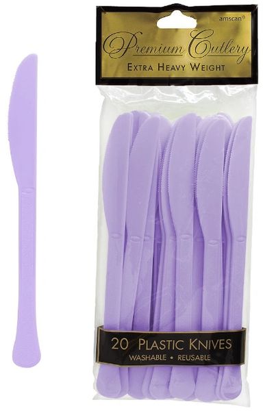 Lavender Premium Heavy Weight Plastic Knives 20ct
