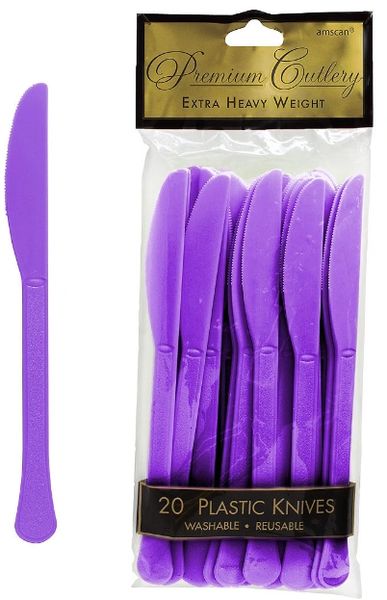 New Purple Premium Heavy Weight Plastic Knives, 20ct