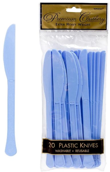Pastel Blue Premium Heavy Weight Plastic Knives, 20ct