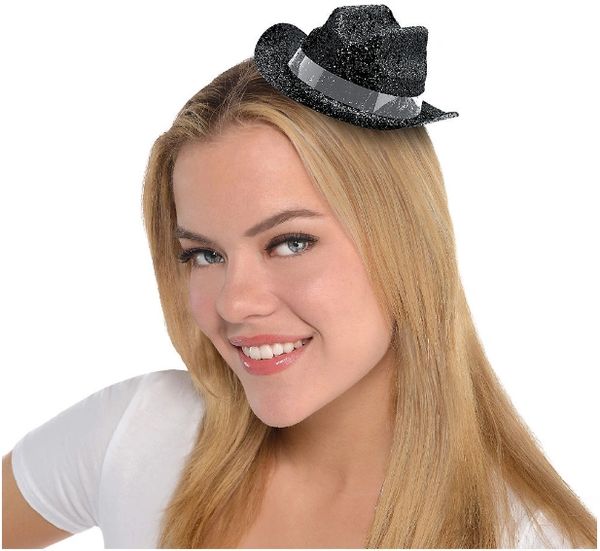 Black Glitter Mini Cowboy Hat