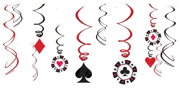 Place Your Bets Casino Swirl Decorations, 12ct