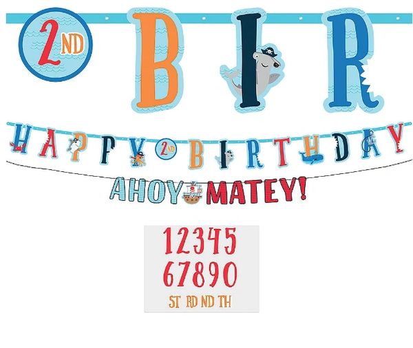 Ahoy Birthday Personalized Jumbo Letter Banner Kit Party Suppl 