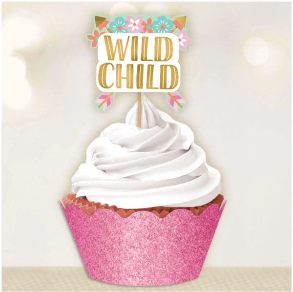 Boho Birthday Girl Cupcake Kit for 24